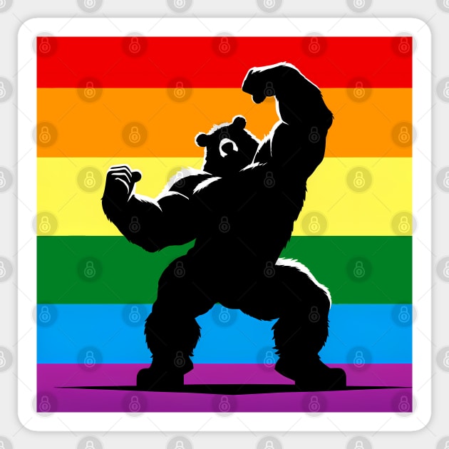 Rainbow LGBTQ Furry Pride Dancing Bear Fursona Sticker by Blue Bull Bazaar